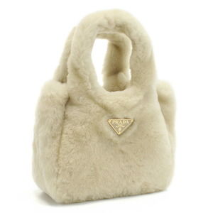 Prada Shearling Mini Handbag Beige